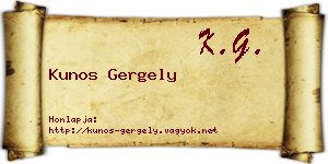Kunos Gergely névjegykártya